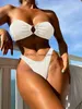 Dames Badmode Sexy Bandeau Bikini Dames Wit Blauw Push Up Ring Gekoppeld Designer Micro 2024 Biquini Strandbadpak String BadpakH24222