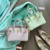 Totes bk echte lederen handtas zomer fantasie paarse bubbel groen mini kleine platina hoofdband koehide dames crossbody tas met logo hblv