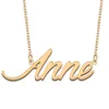Anne Name Necklace Custom Nameplate Pendant for Women Girls Birthday Gift Kids Best Friends Jewelry 18k Gold Plated Stainless Steel