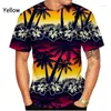 Męskie koszule T-Summer Palm Tree T-Shirt Men Masher Nature Casual 3D Printed krótkie rękawy