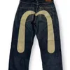 Herren-Jeans, klassische Nischen-Ins-Print, lockere Trend-Jeans, gerade Freizeithose für Herren und Damen