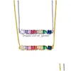 Ожерелья с подвесками Cz Радужные подвески, ожерелье, браслет для женщин, модное золото, медь, длинная цепочка, модная свадебная вечеринка J Dhgarden Dhlet