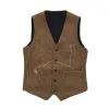 Abito da uomo formale con scollo a V in lana verde a spina di pesce in tweed gilet casual gilet da lavoro formale groomman per