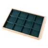 Rings New Fashion Solid Wood Microfiber European Jewelry Display Stand Ring Earring Bracelet Accessories Green Organize Storage