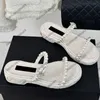 24SS Womens Sandals Slip On Slipper Designer Chunky Pltform Heels 3cm/7cm Slides Camellia Pearl Matelasse Quilted Structure Muels Outdoor Black White Casual Shoe
