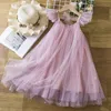 Vestidos da menina vestido para menina 3-8 anos verão suspender lantejoulas novo aniversário vestido de princesa babados elegante crianças férias vestidos casuais