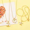 Pendant Necklaces FLOLA Exquisite Clear Crystal Heart For Women Copper Gold Plated Beads Chain Fashion Jewelry Gifts Nkeb812