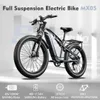 Shengmilo 26 tum elektrisk mountainbike 1000W Peak E-MTB BAFANG FULL Suspension Ebike City Fat Tire Bicycle 17.5AH 48V Samsung E-Bike Shimano 7 Speed ​​Moped 40 km/h