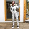 Setler 1pc Kadın Kış Tulum Snowboard Snowboard Kıyafet Kapşonlu Kürk Mağaza Snowsuit Kadın Açık Ceket Rüzgar Geçirmez Kayak #A