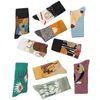 Chaussettes pour hommes simples et confortables, lettres en coton, Illustration pour femmes, Tube central, sport, dessin animé, bonneterie pour hommes