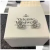 Designer High Quality Empress Dowager Xis Diamond Filled Hollow Heart Female Niche Minimalist Temperament Earrings High-End And Versa Dh7Hg