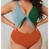 Mulheres Swimwear SEAURAL 2024 Sexy One Piece Plus Size Swimsuit Moda Costura Mulheres Lace Up Grande 4XL Beachwear Banheira Terno