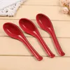 Spoons 5Pcs Plastic Red Black Soup Spoon Portable Imitation Porcelain Long Handle Rice Scoop Ramen Wonton Dumpling Tableware