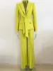 HIGH QUALITY Newest Fashion 2024 Designer Runway Suit Set Women's Belted Blazer Jacket Wide Leg Pleated Pants Set Two pieces