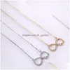 Pendant Necklaces New Arrival Copper Zircon Infinity Love Pendants Necklace For Couple Girlfriend Gold Sier Color Long Drop Dhgarden Dh2Bd