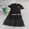 Short Sleeved Shirt Dress Designer Casual Dress Classic Solid Color Knitted Dress Stylish Patchwork Lapel Dress