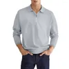 Men's Polos Formal Party Travel Workwear Casual Business Shirts Tops V-Neck Work Blouse Brand Button Up Long Sleeve