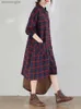 Girl's Dresses NYFS 2024 Spring Autumn New Korea Woman Dress Vestidos Robe Ete Femme Elbise Loose Cotton Plaid Long Sleeve Shirt DressesL2402