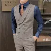 2023 mais recente duplo breasted masculino terno colete high-end listrado fino ajuste formal noivo casamento colete streetwear sem mangas colete