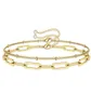 Sc Dainty Bracciale in oro 14k Gioielli Personalizzati Catena a strati con graffetta in acciaio inossidabile con ciondolo in cristallo da donna1262196