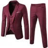 Costumes pour hommes bordeaux vêtements de marié pour hommes Tuxedos 3 pièces costume de mariage garçons d'honneur homme d'affaires formel pour hommes (veste pantalon gilet)