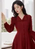 Casual jurken formeel kantoor dame outfits retro Franse stijl effen kraagvorm elegante vrouw midi vintage faldas vestido festa