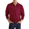 Heren Polo Herfst Mannen Kleding V-hals Lange Mouw T-shirts Casual Revers Kraag Jumper Truien Blouse Sport Tees Man Tops