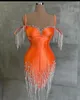 Mode Mini robes de bal pour les femmes chérie Spaghetti sangle robe sans manches cristal gland robe courte pour soirée sur mesure