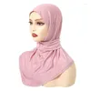 Abbigliamento etnico Islam classico Donne pronte da indossare Chiusura a scatto Hijab per donna Copricapo completo Avvolge Sciarpa Cappellini turbante Turbante Mujer