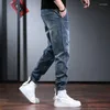 Herren Jeans Hose Cargo Männliche Cowboyhose Japanischer Street Style für Männer Harem abgeschnitten 2024 Mode Baggy Kpop Washed Regular Soft