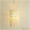 Tapisseries faites à la main Rame Light Shade Lustres suspendus Er Boho Chic Tapisserie tissée Décoration de la maison 240115 Drop Delivery Garden Dh3Oy