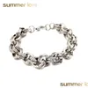 Bangle New Fashion Round Sier Chain Armband For Women Simple Design Alloy Jewelry Gift Wholesale Drop Leverans smycken Armband DH13K