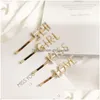 Hårklipp Barrettes Söt söt Korea Imitation Pearl Hair Clip for Women Fashion Letter Love Kiss Face Hairpins Gold Acc Dhgarden Dhqry