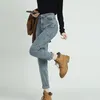 Женские джинсы Harlan Denim для женщин с высокой талией, стандартный крой, внешний вид, эластичные 9-точечные брюки полной длины для папы, свободные, универсальные, модные