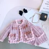 Ensembles de vêtements Adorable Pompon Design Bébé Filles Tweed Manteau et Shorts Doux Chaud Automne Hiver Enfants Ensemble Adolescents Tenues pour 2-7 ans