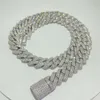 i lager 14mm breda Moissanite Diamond Cuban Link 925 Silver Fullt Iced Out VVS Hip Hop Jewelry Chain Armband