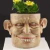 Attrezzature Stampi unici per vasi di fiori in silicone Stampi per argilla fai-da-te a forma di viso strano Stampi artigianali per vasi di fiori per fioriere succulente fai-da-te