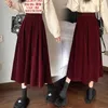 Kjolar europeiska amerikanska hepburn stil hög midja pleuche vintage höst vinter kjol office lady work mode kvinnor avslappnad