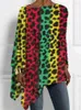 Heren T-shirts Vrouwen Sexy Luipaardprint Onregelmatige Lange Mouwen Mode Ronde Hals Mouw Tops Herfst Casual Ademende Kleding