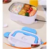 Lunch Boxes&Bags Electric Lunch Box Food Heated 12V 110V Portable Warmer Heater For Car Truck Home Self Heating With Knife And Fork St Dhzfk