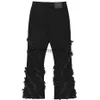 Calças de brim masculinas punk queimado jeans homens angustiados emenda preto solto calças jeans harajuku hip hop streetwear calças jeans para maleh24222