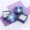Altra scatola di cartone di carta fantasia fatta a mano per gioielli con piccolo anello 464630Mm Colore blu Regalo adorabile con nastro dolce Consegna a goccia Gioiello Dhbba
