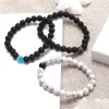 Con cuentas New Handemade Mate Negro Blanco Onxy Howlite Beads Pulsera para mujeres Hombre 8 mm Piedra natural Elástica Joyería de moda Regalo Drop D DHQTR