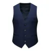 Suit Vest Men Business Slim Gentleman Wedding Fashion Single Bered Vest Groomsman plus rozmiar wysokiej jakości bez rękawów