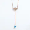 Серьги KALETINE, ожерелье из стерлингового серебра 925 пробы, женское ожерелье с каплей воды, ожерелье сглаза, синий циркон, длинная цепочка, турецкие ювелирные изделия