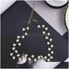 Pendentif Colliers Mode Clavicule Chaîne Perle Collier Ras Du Cou Pour Femmes Corée Style Sliver Or Collier Cou Sangle Élégant Bijoux GIF Dhq5S