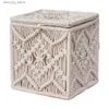 Vävnadslådor servetter Vävnadshållare Lagringsbask med locket Boho pärla Buckle Tissue Box Cover Square Cotton Rope Dekorativ för hemmakontoret vardagsrum Q240222