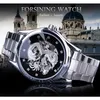 Forsining Diamond Montre Design Silver Stainless Automatic Dragon Display Men Homme Luxury Watches Wrist Brand Classic Top Steel H228y