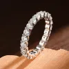 Anneaux Knobspin D VVS1 Tous les anneaux Moisanite pour les femmes Engagement Mésidiage Eternity Band avec GRA S925 Silver plaqué 18k Ring