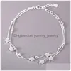 Charm Armband Five Star Women Armband 925 Sterling Sier Lucky Beads Chain Jewelry With Clasp Stamp Fine Fashion Elegant Charm Brac DHV0T